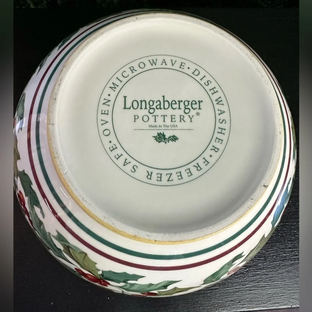 Vintage Longaberger American Holly Pattern Mixing Bowl - Picture 3 of 3